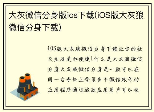大灰微信分身版ios下载(iOS版大灰狼微信分身下载)